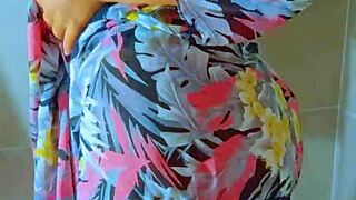 brazilian stunner seduces in dripping wet black thong shower tease