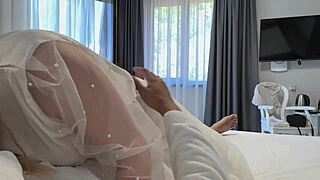 pregnant blonde babe rides big cock doggystyle creampie lover pov