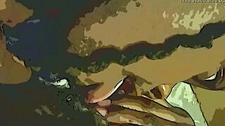 Ebony wet pussy tamed by dildo and tongue team tag