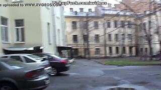 Blonde Amateur Sucks Cock Eagerly on the Porch Outdoors