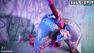 I love my tattooed punk body as i solo double penetrate my skinny ass and pussy with toys