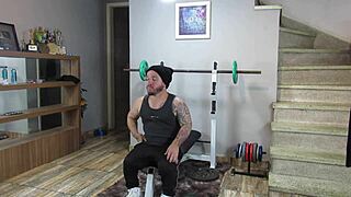 Forbidden gym weights shake big tits and fat ass wildly