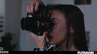 Brunette futa grows cock stops time for blonde fuck doll pounding