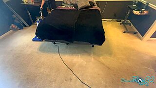 Boldly Vacuuming Bedroom as Brunette Milf Housewife with Natural Tits Thoroughly Cleans Every Corner