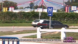 wild latina danielle flashes shaved pussy in risky public spots