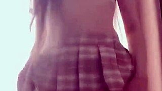 Juliaveil's tiktok dance flaunts pretty pussy tits in miniskirt thong tease