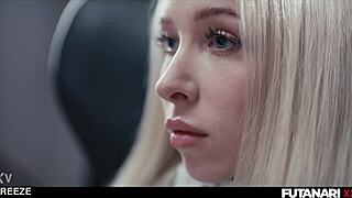 Brunette futa grows cock stops time for blonde fuck doll pounding