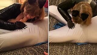 Granny Catwoman Deepthroats Batman Cock