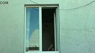 Mature Neighbor Milf Washes Windows Nude Outdoors As Taxi Peeps Her Big Tits Pussy