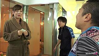 skinny japanese teen model sucks big cock and swallows cum uncensored