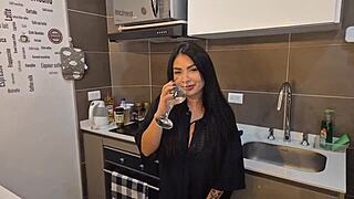 Hubby comes home tired, so I deepthroat his cock on knees to cheer him up - Alejandra Palacios