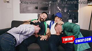 twinks team up to bareback and rim each other's daddies