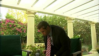 milf lesbian eagerly licks blonde's shaved pussy after deep listening