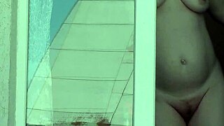 Mature Neighbor Milf Washes Windows Nude Outdoors As Taxi Peeps Her Big Tits Pussy