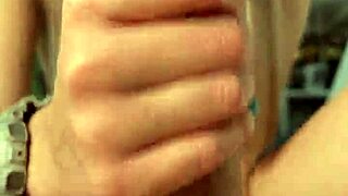 my blonde girlfriend's close-up handjob milks my cum day 45