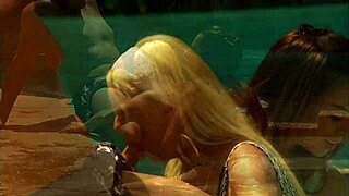 beautiful milf heels threesome by outdoor pool cumshots