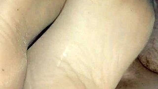 wanna feel my sheer nylons wrapped around your cock for this footjob?