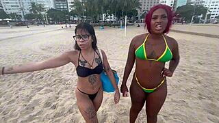 Guy offers beach girls cash for steamy porn video