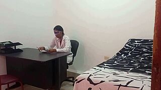 lesbian doctor masturbates with best friend in office using dildos