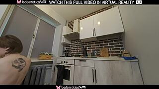 amand masturbates naked with cucumber in kitchen vr