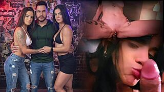 two amateur friends fucked hard post-party with mouth cumshots backstage