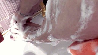 lover doggystyles my wife on washer creampie shower