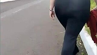 Exhibitionist Mature Flashes Big Tits In Miniskirt No Panties Voyeur Stroll