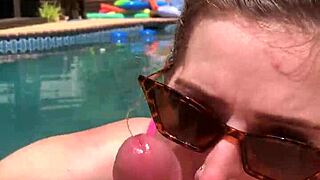 katarinakitty kneels poolside, teasing before deep throating cock submissively