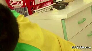 German teeny fucked hard by boss during side job