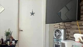 I'm cleaning house flashing my dripping wet pussy everywhere