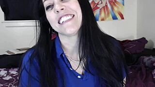 goddess rips nerdy latina's jeans in punishing card game striptease