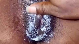 pounding swollen wet hairy pussy hard until massive creampie floods