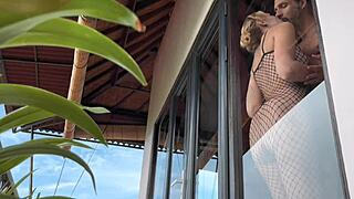 i caught this hot fishnet babe and fucked her rough quickie style