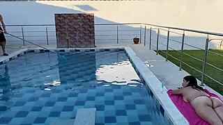 Pool Bath Sparks Intense Fuck