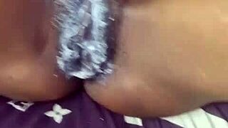 pounding swollen wet hairy pussy hard until massive creampie floods