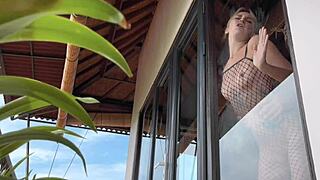 i caught this hot fishnet babe and fucked her rough quickie style