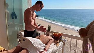 Public On-Call Masseur Pounds Tattooed Blonde Bunny Cowgirl Cumshot Style