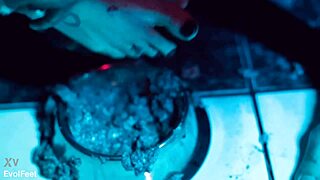 Goddess Nick Teases Foot Lover with Wet Pussy Toes Sucking and Vibrator Domination in Heels