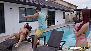 Huge chubby brunette tits crushed in titty fuck contest