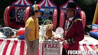 Ricky dives into carnival passion wrestling petite bella in intense hardcore match