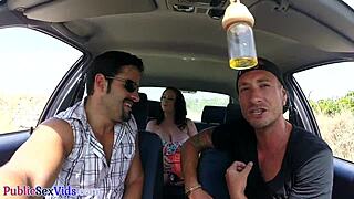 Busty brit sucks pierced cock publicly before outdoor fuck