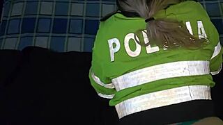 Blonde police officer's round ass fucked hard at work