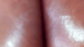 Big booty ebony wife oiled up for deep sensual massage play