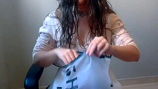 cute skinny teen unboxes first lingerie feeling wet excitement