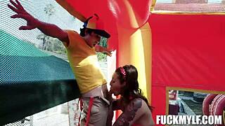 Ricky dives into carnival passion wrestling petite bella in intense hardcore match