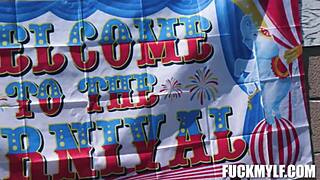 Ricky dives into carnival passion wrestling petite bella in intense hardcore match