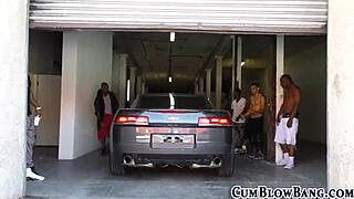 Tattooed babe bangs multiple big black cocks, guzzling every drop of hot jizz in gangbang bliss