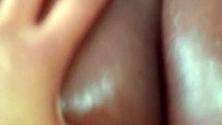 Big booty ebony wife oiled up for deep sensual massage play