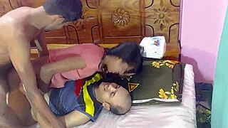 Intriguing threesome with Bengali Popy Khatun riding Hanif and Manik Mia's cocks hard