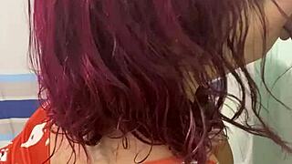 tattooed redhead teen deepthroats rough dildo in solo session